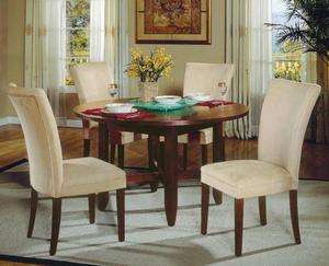 54 inch ROUND DINING TABLE SET 4 PARSONS CHAIRS WOOD FURNITURE SETS 