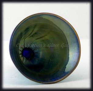   Studios Blue Aurene Iridescent Art Glass Bell Shaped Ornament  