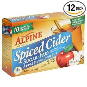 Alpine Apple Flavor Sugar Free Drink Mix, Spiced Cider, Pouches, 10 