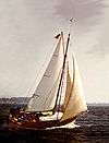 Don Cooley 1930s ORIGINAL PENCIL Sail Boat DRAWING framed VTG old art 