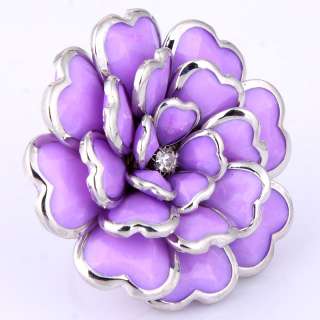 fashion purple resin heart layer flower white rhinestone new woman 