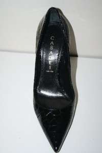 Casadei Black Patent Leather Heels faux Crocodile sz. 6B  