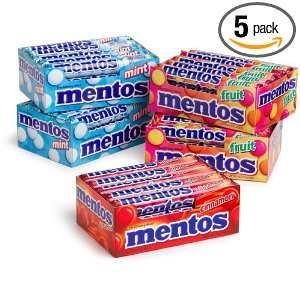 Mentos Chewy Mint Candy, Variety Pack, 15 Count Boxes (Pack of 5 