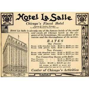  1910 Ad Hotel La Salle Chicago Loop George H Gazley 