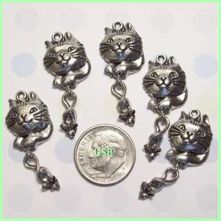 CAT & MOUSE ANTIQ. PEWTER CHARMS #509 1 WHOLESALE  