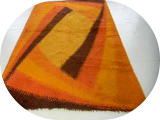 60s 70s midcentury panton eames era danish orange rug  