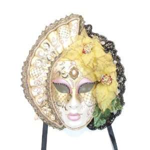    Pink Yellow Big Woman Anna Venetian Masquerade Mask