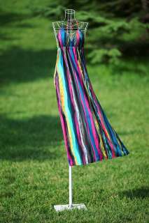 Fashion boh striped halter long maxi dress summer d66  