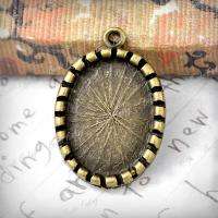 15pcs antique bronze Flat Oval Charms Glue in Cabochon Settings 