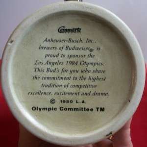   Budweiser Beer Stein 1984 Olympics Mug Los Angeles CA Made In Brazil