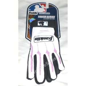  Franklin Youth Batting Gloves   White and Pink (Medium 