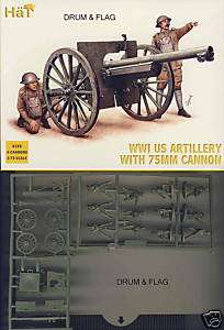 HAT 8158. WW1 US ARTILLERY WITH 75MM CANNON 172 SCALE.  