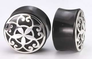 Flower Silver Cap over a Flared Horn Plug  Price Per 1  