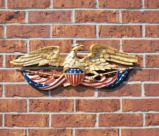 NEW 24 PATRIOTIC WALL EAGLE PLAQUE GOLD/RED WHITE BLUE  