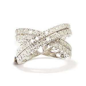    14k White Gold Diamond Criss Cross Ring (Size 7.5) Jewelry