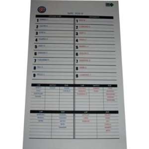  Giants at Cubs 9 22 2010 Replica Lineup Card MLB Auth 
