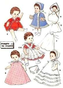 Vintage Doll Clothes Pattern 8351 8 ~ Ginnette, DyDee  