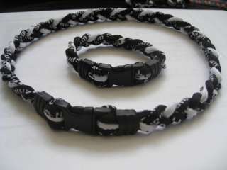 Titanium Sobon Baseball Sport Energy 3 Rope 18Necklace+Bracelet Set 