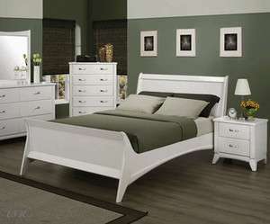 NEW ELEANOR WHITE FINISH WOOD QUEEN OR EASTERN KING BED  