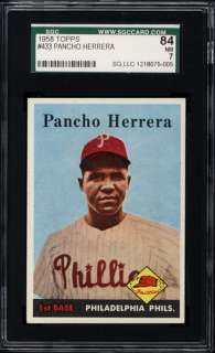 1958 Topps #433 Pancho Herrera Rookie SGC 84  