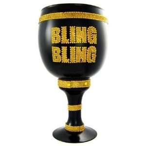  BLACK GLASS PIMP P I M P CUP GOLD LETTERS BLING BLING 