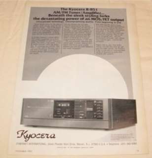 Vintage Kyocera R 851 Stereo Receiver PRINT AD 1982  