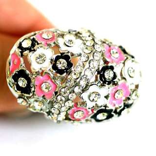 r8879 Size 9 Lady Wedding Hollow Floral Diamante CZ Ring Jewelry 