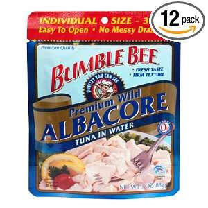 Bumble Bee Premium Wild Albacore in Water, 3 Ounce Pouches (Pack of 12 
