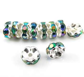   Emerald Crystal Rhinestone Spacer Beads Finding 8mm ★f2216  