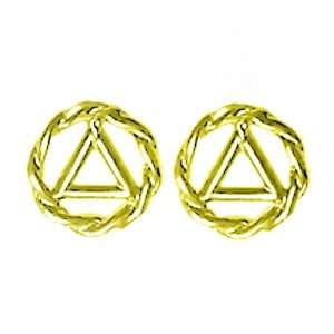 Alcoholics Anonymous Symbol Stud Earrings, #340 6, 1/4 Wide, Solid 