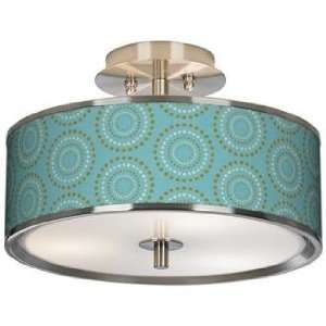  Blue Calliope Linen Giclee Glow 14 Wide Ceiling Light 
