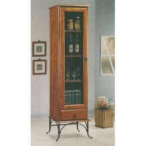   Finsih Wood Cabinet w/Iron Gate Meshed Design Door Furniture & Decor