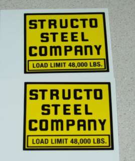 Structo Steel Company Semi Truck Decal Set ST 003  