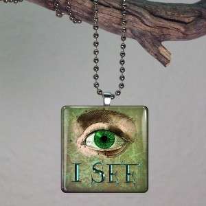 See New Age Evil Eye Glass Tile Necklace Pendant 973  