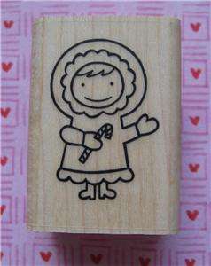 WINTER, GIRL WITH CANDY CANE {A Muse Rubber Stamp}  