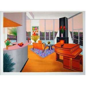 FANCH LEDAN INTERIOR WITH FIREPLACE (1991) 32X 24 LIMITED EDITION 