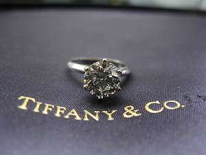 Tiffany & Co PLAT Round Diamond Solitaire Ring 2.54Ct H VS1  