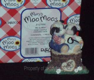 Enesco Mary Moo Moos Me & Moo Cow Couple Covered Box #212784 MINT IN 