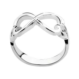 Sterling Silver Infinity Two Heart Love Ring  