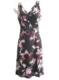   Ann TaylorChocolate Abstract Floral Print V Neck A Line Dress szL, XL
