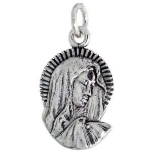 925 Sterling Silver Blessed Virgin Mary Pendant (w/ 18 Silver Chain 