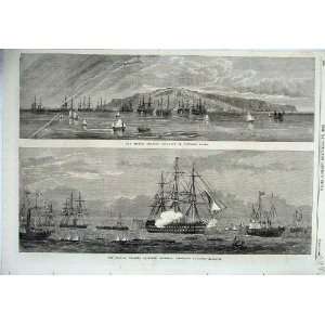  1865 British Channel Squadron Ship Cherbourg Harbour