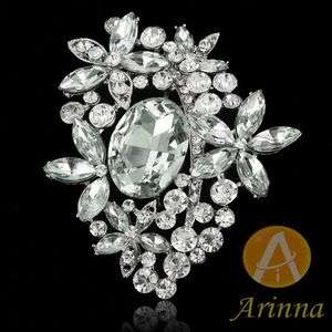   flowers rhinestone fashion Brooch Pin 18K WGP Swarovski Crystal  