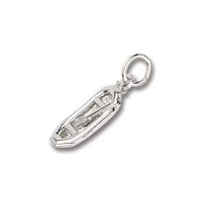  White Water Raft Charm in White Gold Jewelry