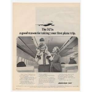  1971 Boeing 747 Jet First Plane Trip Family Print Ad 