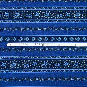 FabriQuilt Cotton Fabric, Cobalt Blue Floral Stripe FQs  