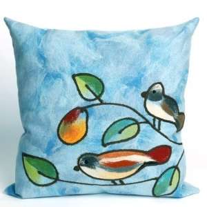   Birds Square Indoor/Outdoor Pillow in Blue Size 20