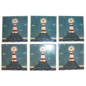 Warren Kimble Lighthouse #1 Set of 6 Stone Coasters  