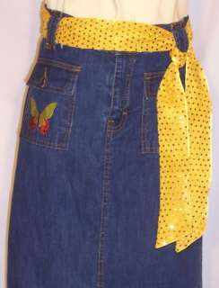 Indigo Blue 36 Long Modest Denim Jean Skirt Size 26  