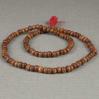 Wooden Natural Brown Mala Prayer Bead Necklace Buddhist Hindu 